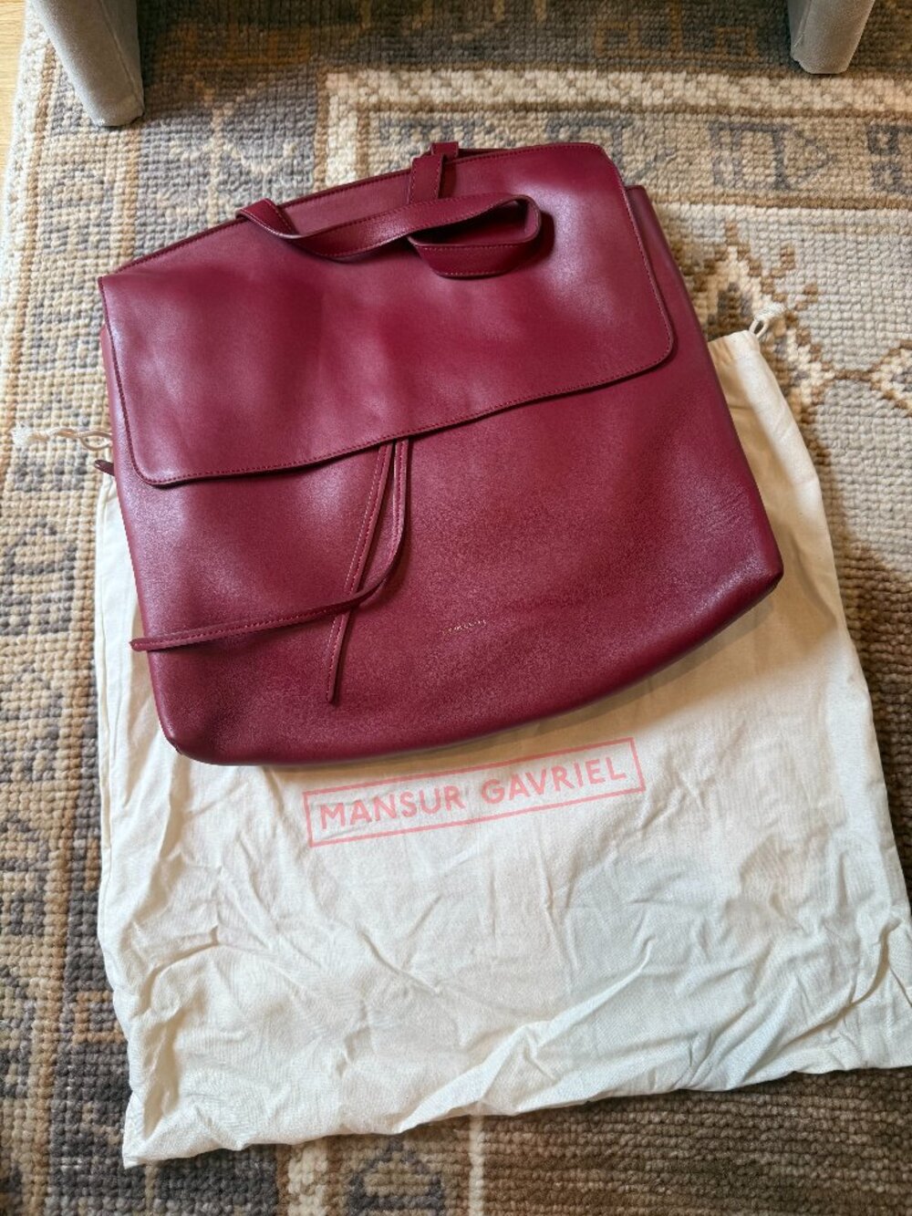 Mansur Gavriel Burgundy Leather Top-Handle + Crossbody Bag